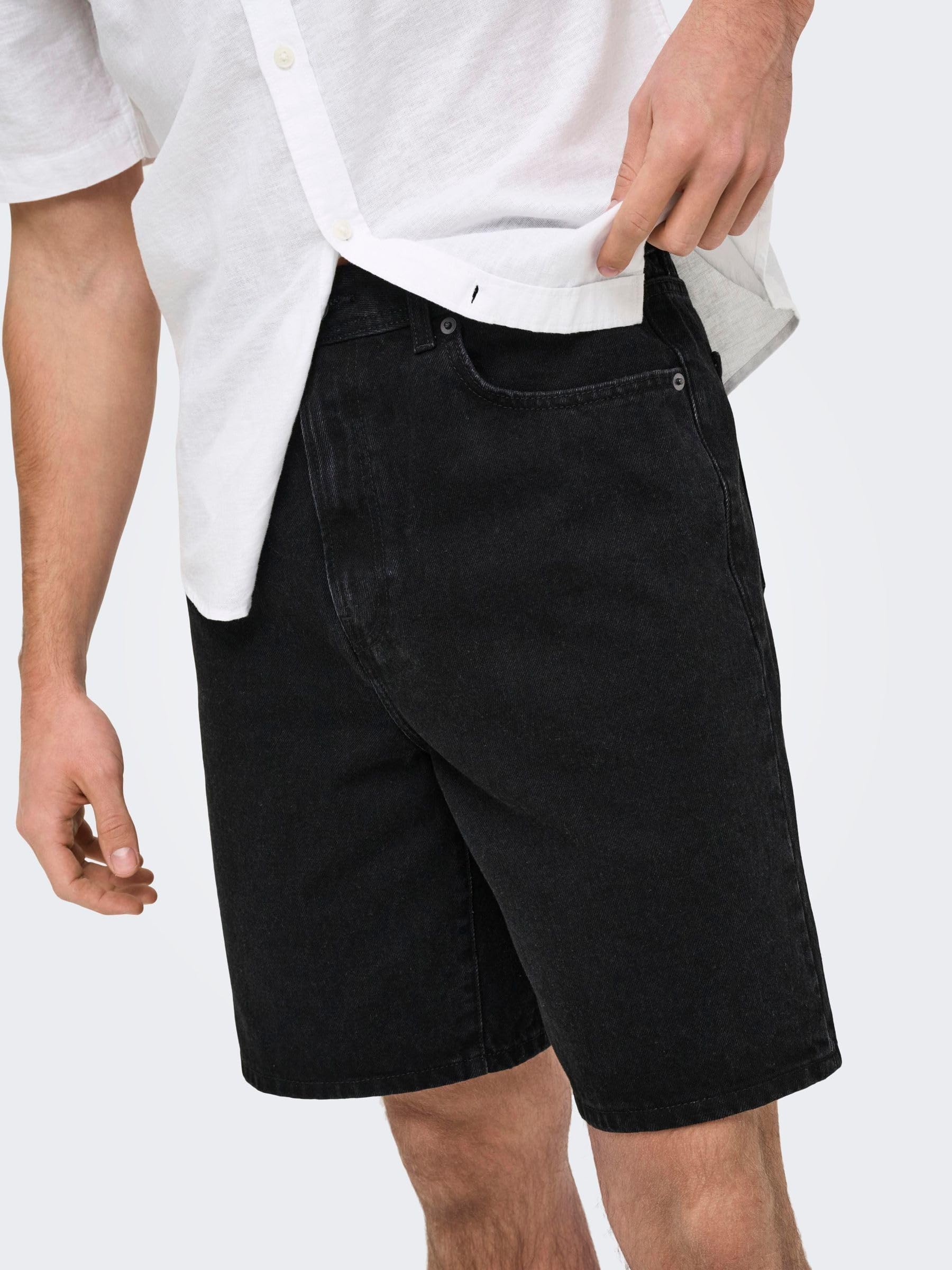 ONLY & SONS Onsfade Denim Shorts uomo M loose fit blu