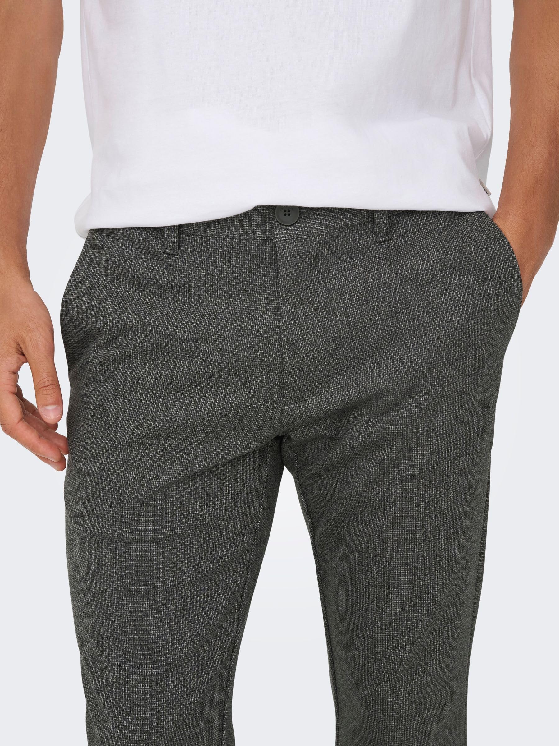Only & Sons Onsmark Slim Check 020960 Pantaloni 32W/32L Nero
