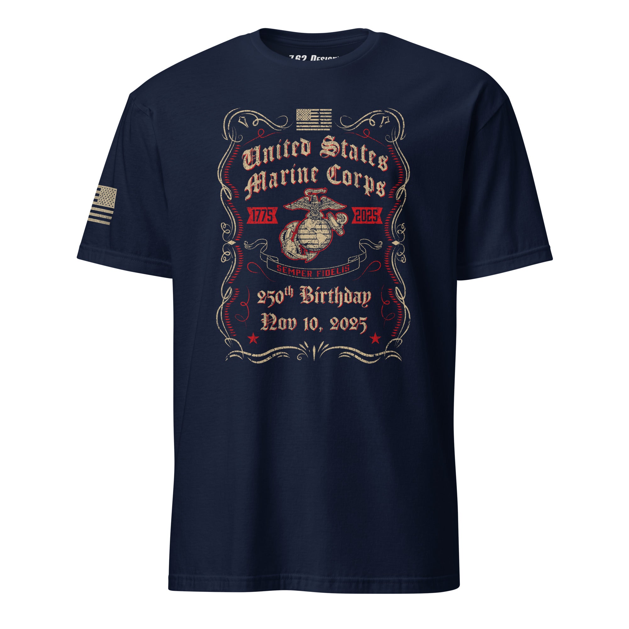 7.62 Design USMC 250th Birthday t-shirt cotone nera