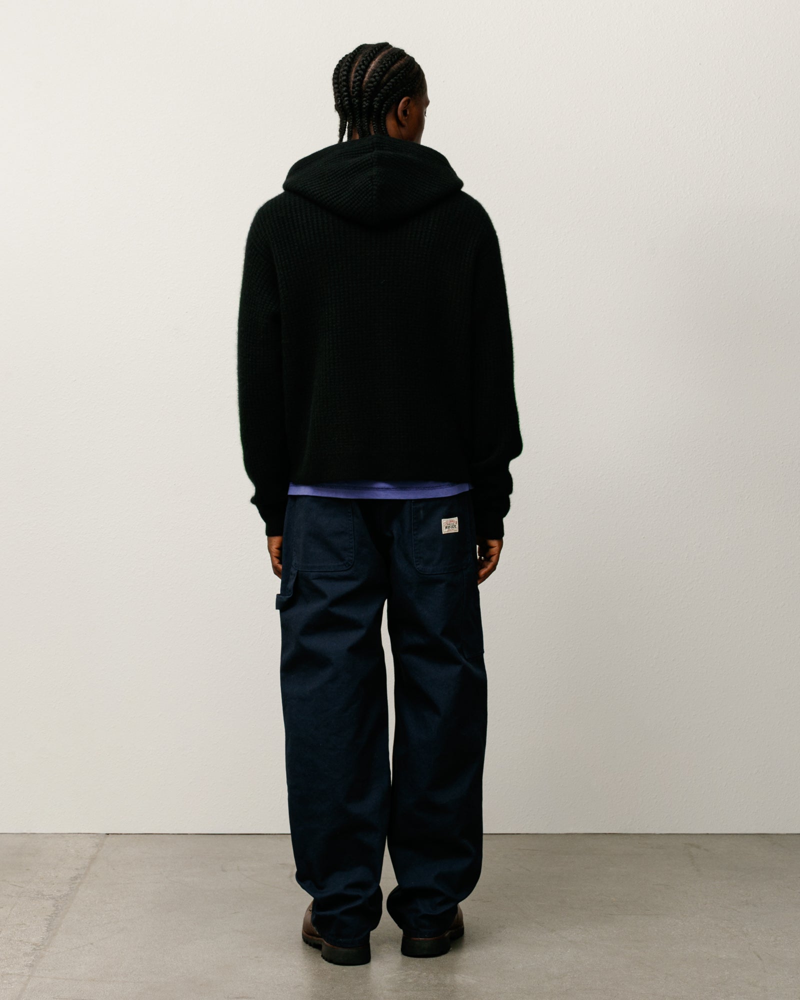 Stussy Waffle Cashmere Zip Hood maglione black cachemire