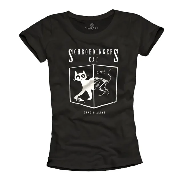 Makaya T-Shirt Donna Gatto Schrodinger Nera M