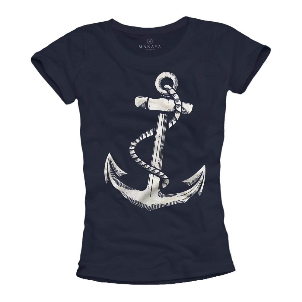MAKAYA T-Shirt Donna Anchor Maglietta Cotone Taglia S