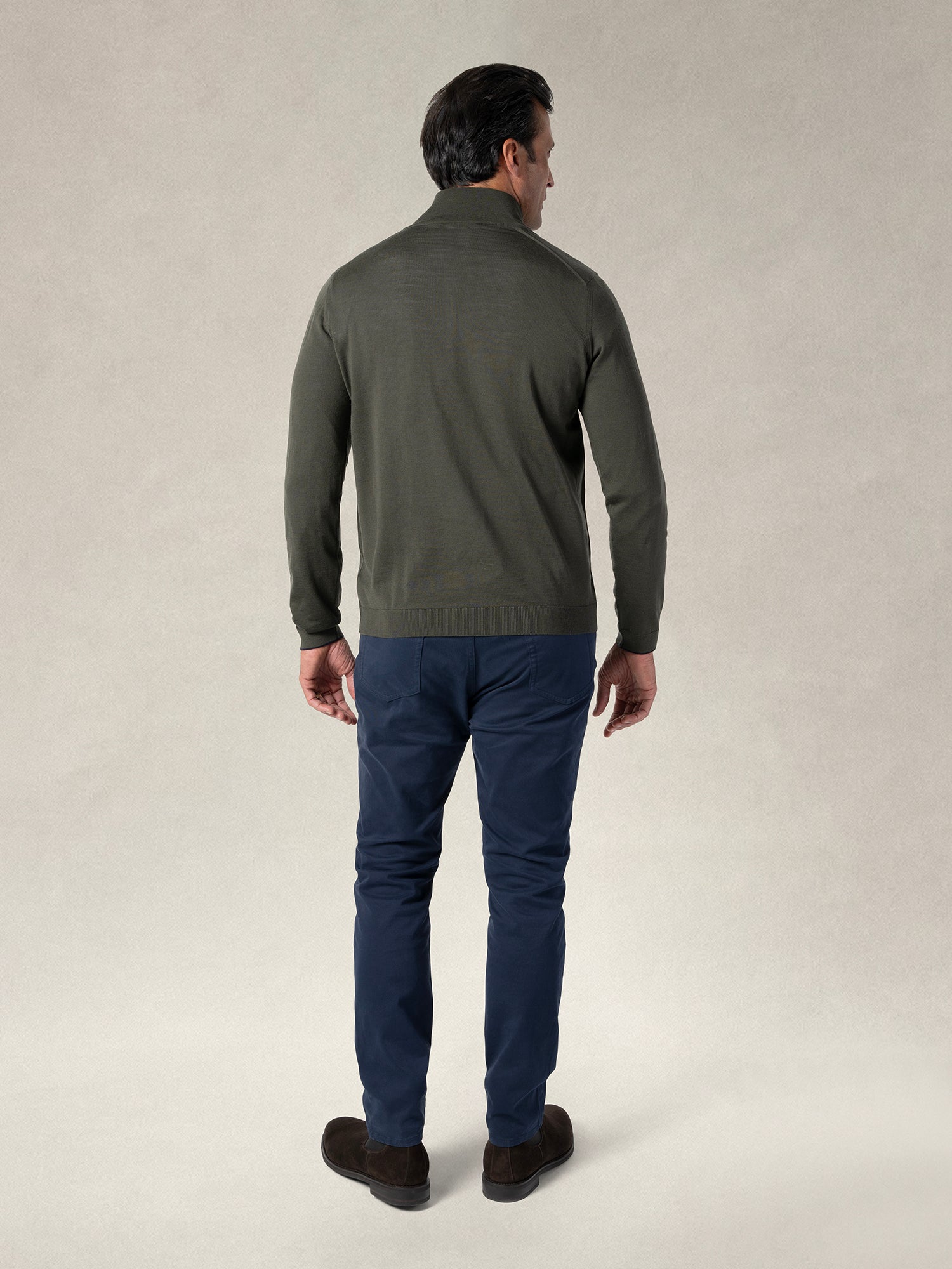 Robert Talbott Eastwood maglione merino verde oliva XL