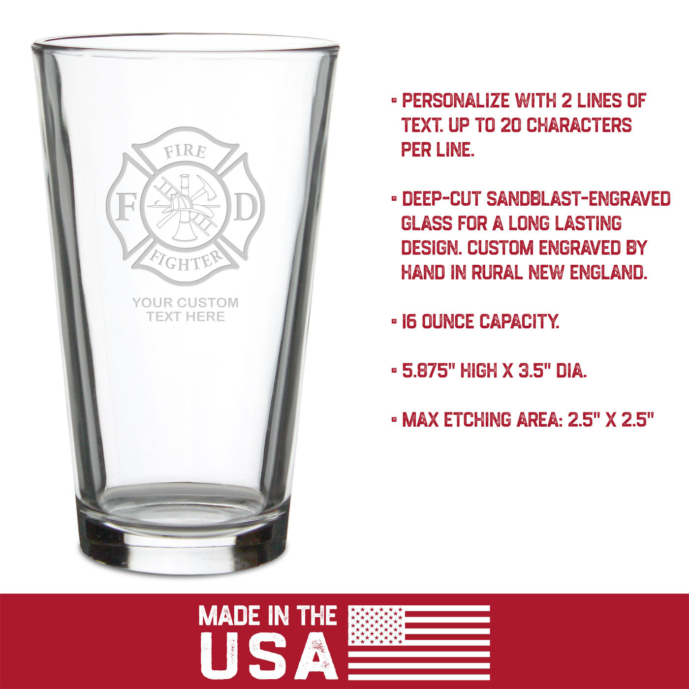 7.62 Design Drinkware bicchiere pompieri 16oz Maltese Cross inciso