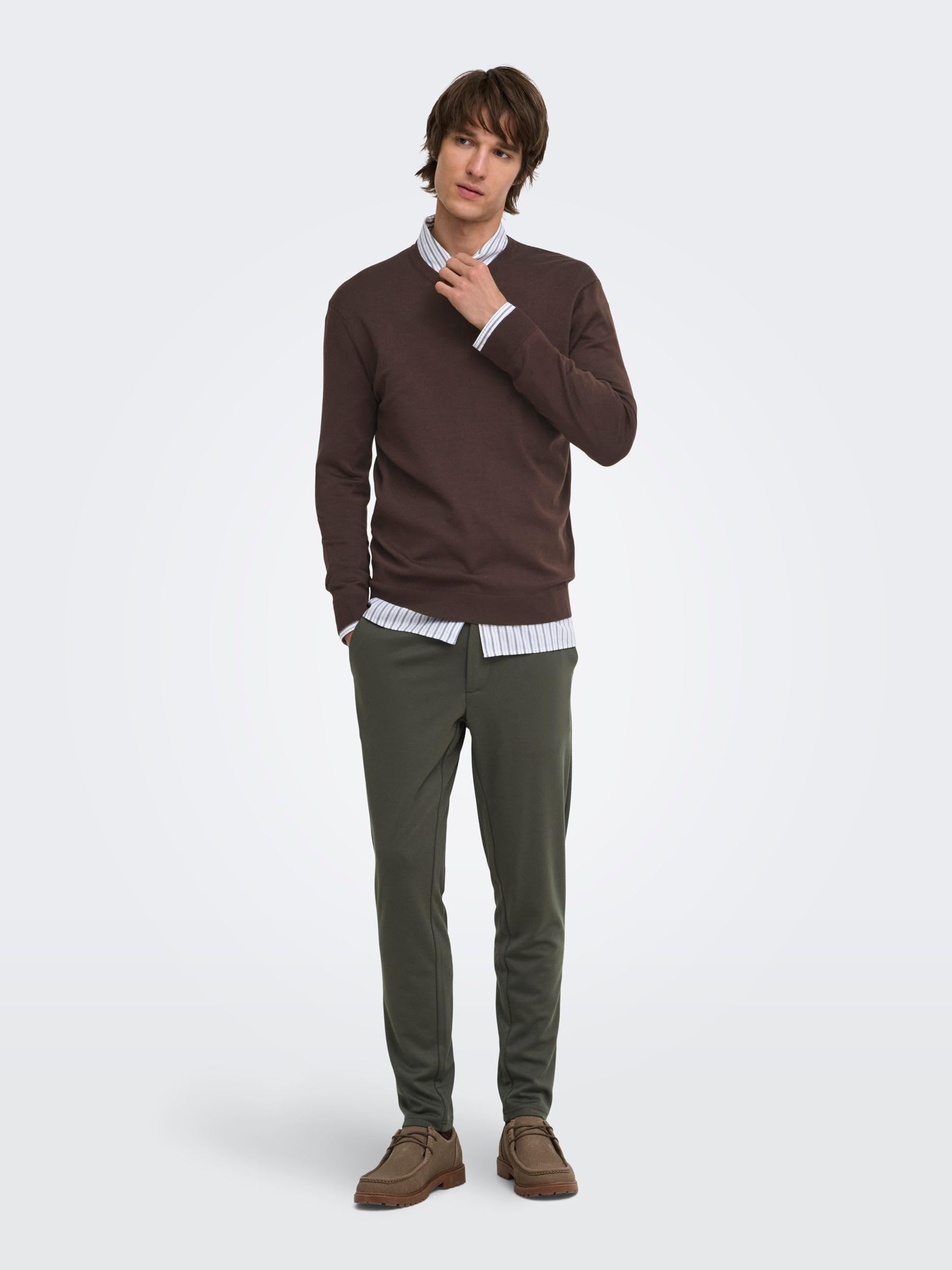 Only & Sons Onswyler Maglia Uomo S Caffè Girocollo