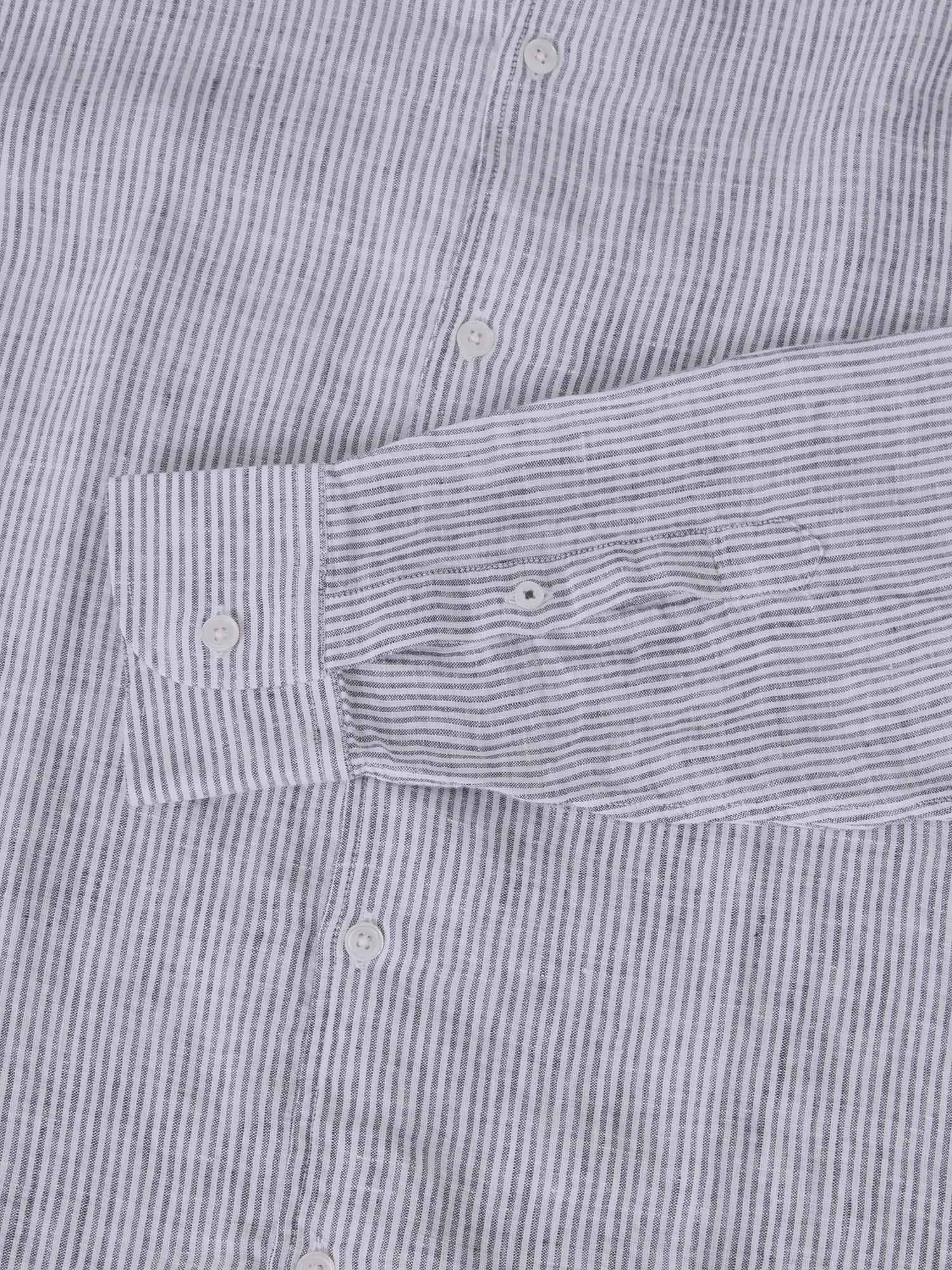 Robert Talbott Morgan camicia lino righe blu navy