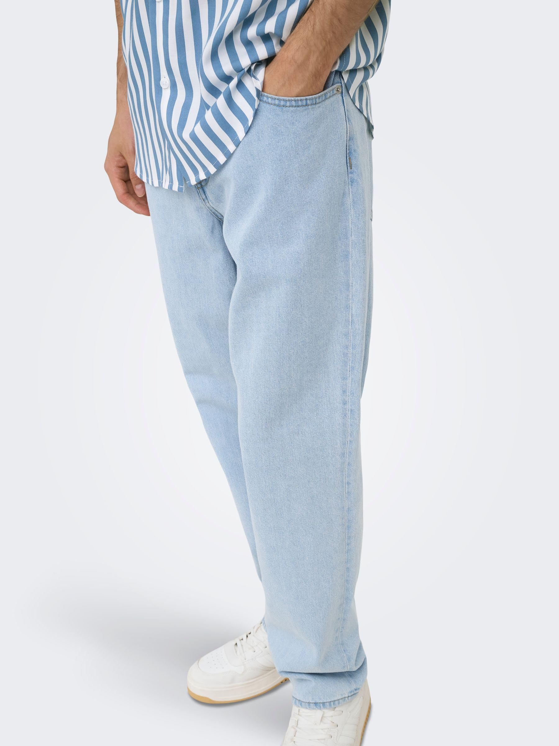 ONLY & SONS Onsedge Straight Jeans uomo vita media medium blue