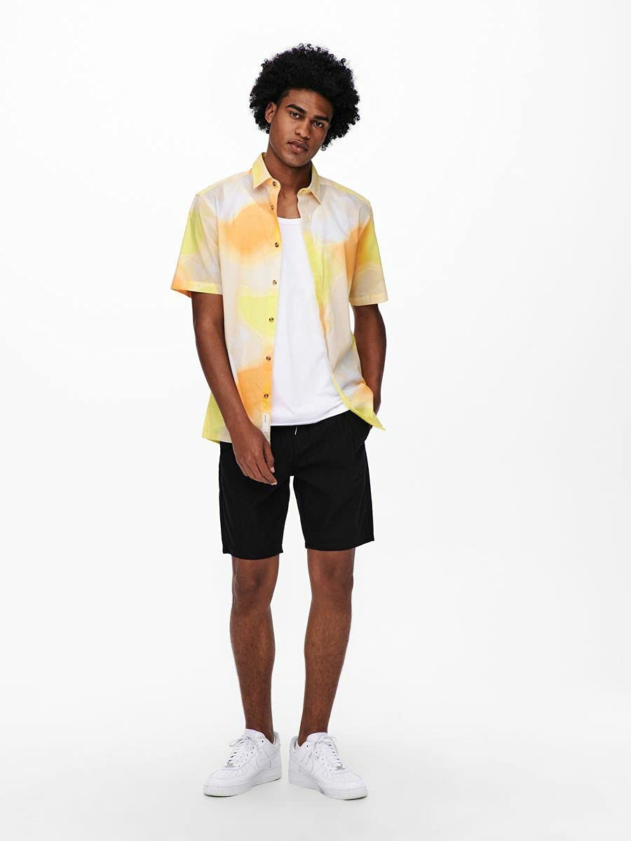 ONLY & SONS Camicia Uomo Stampa Papaya M Maniche Corte
