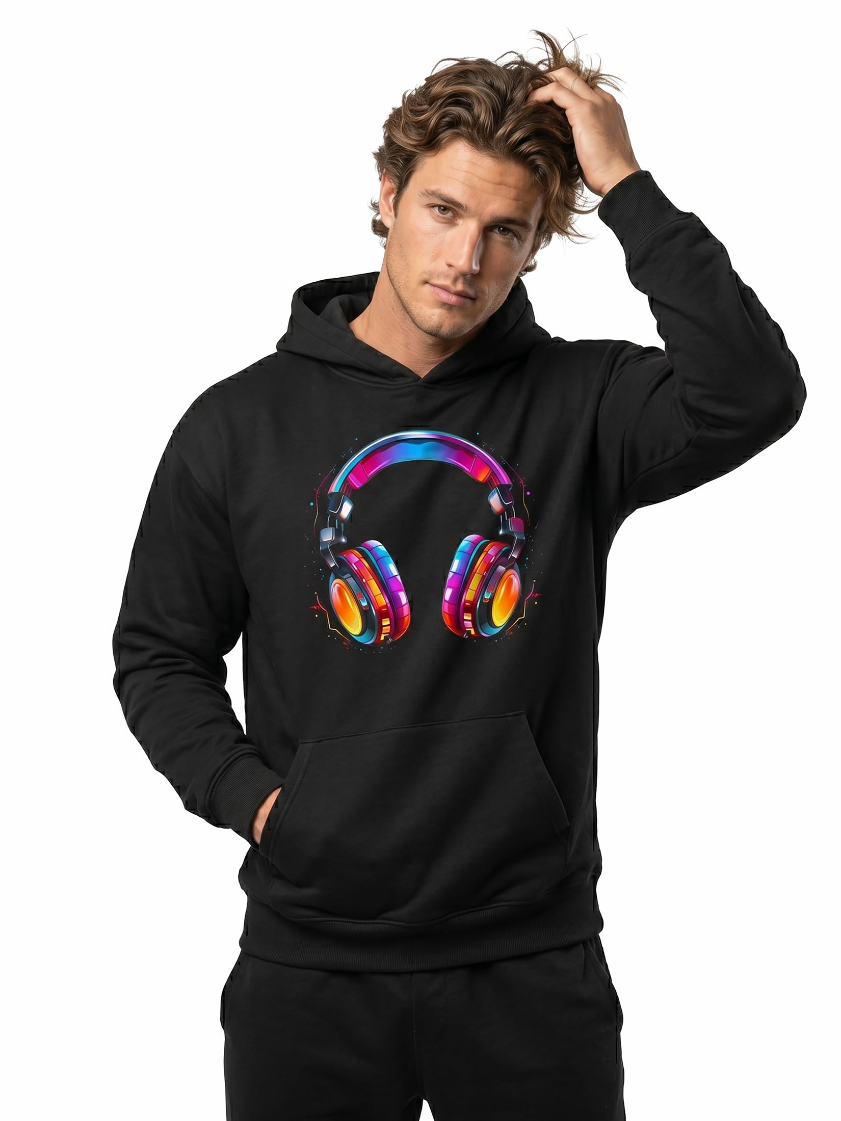 MAKAYA Cuffie Anni 80 90 felpa uomo cappuccio XXL cotone