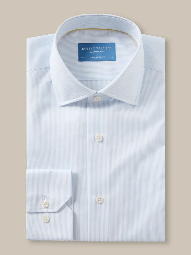 Robert Talbott Reynolds camicia cotone righe azzurre 16.5-L