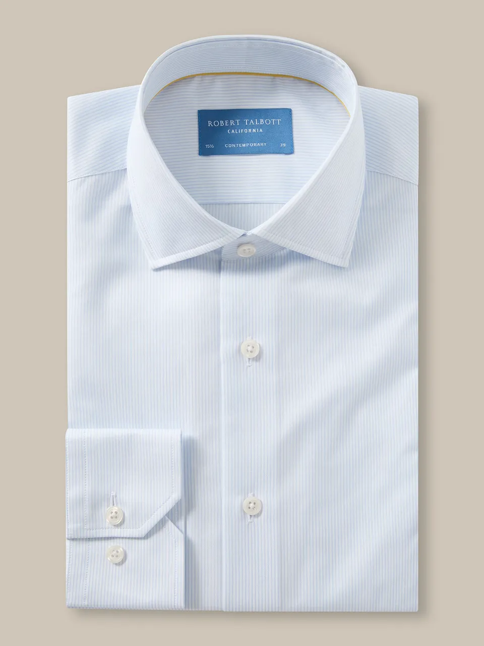 Robert Talbott Reynolds camicia cotone righe azzurre 16.5-L