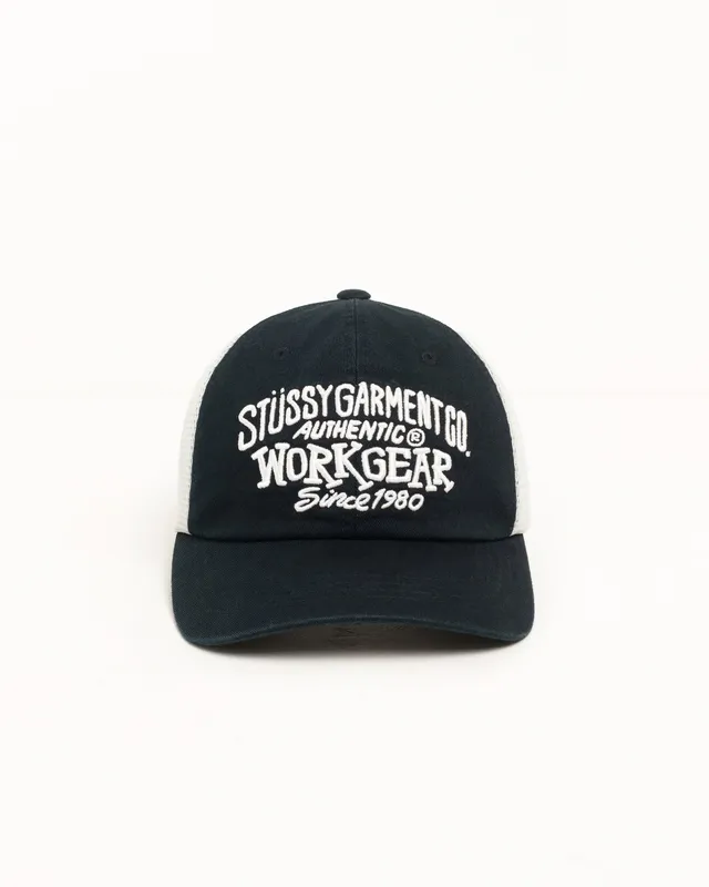 Stussy Workgear Trucker Cappello Nero Cotone Rete