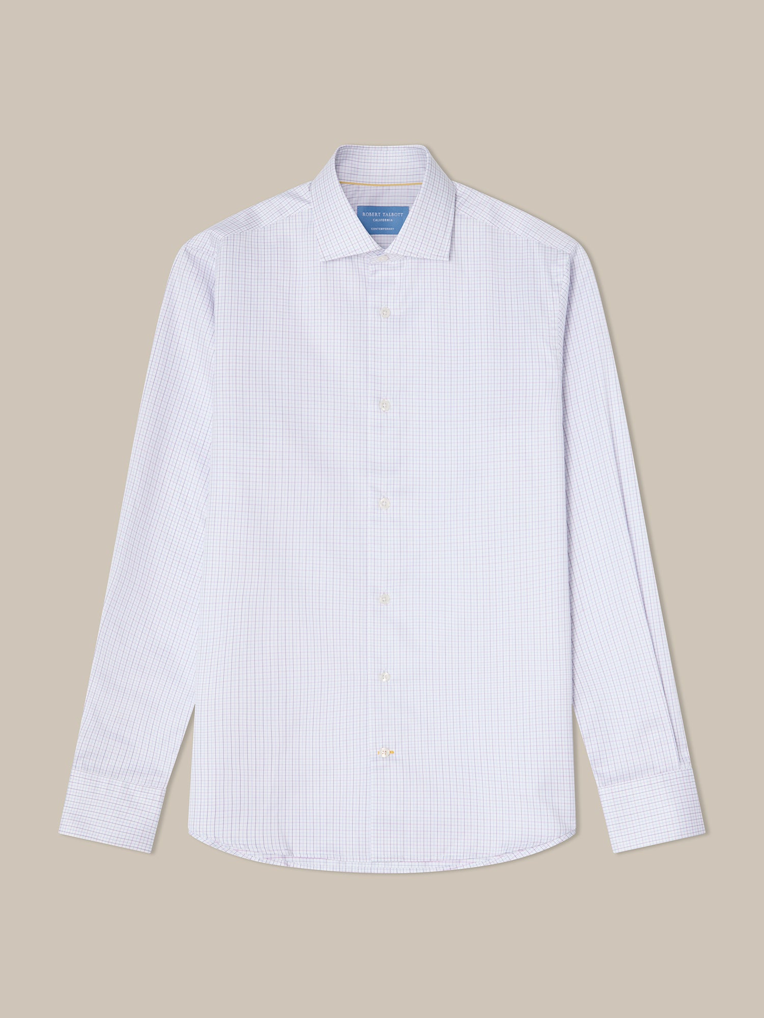 Robert Talbott Reynolds Tattersall camicia cotone lampone