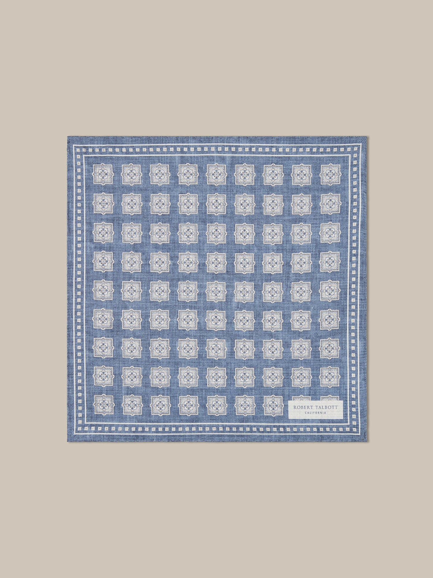 Robert Talbott Colton pochette seta reversibile blu OS