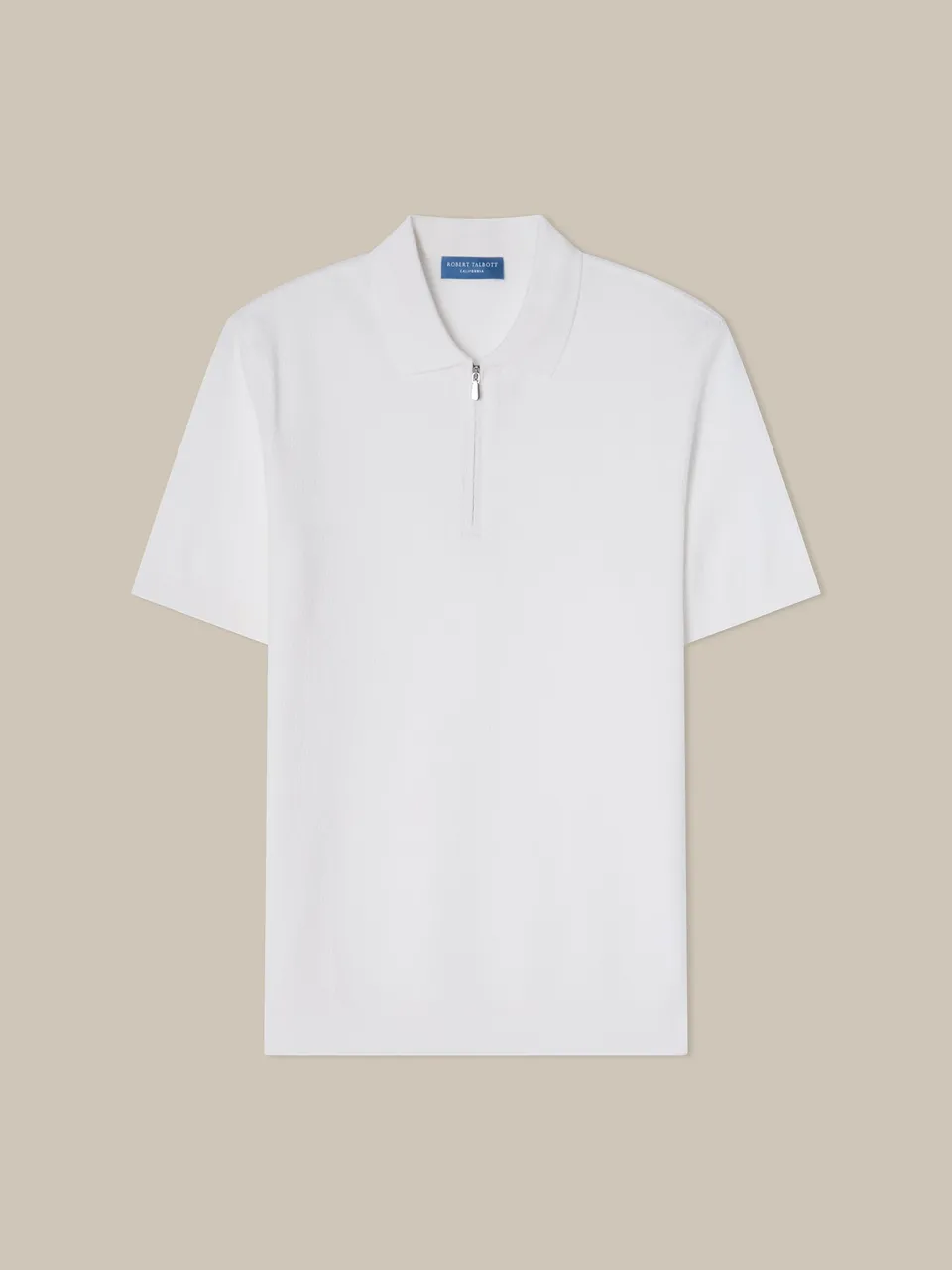 Robert Talbott Weston polo cotone zip bianca