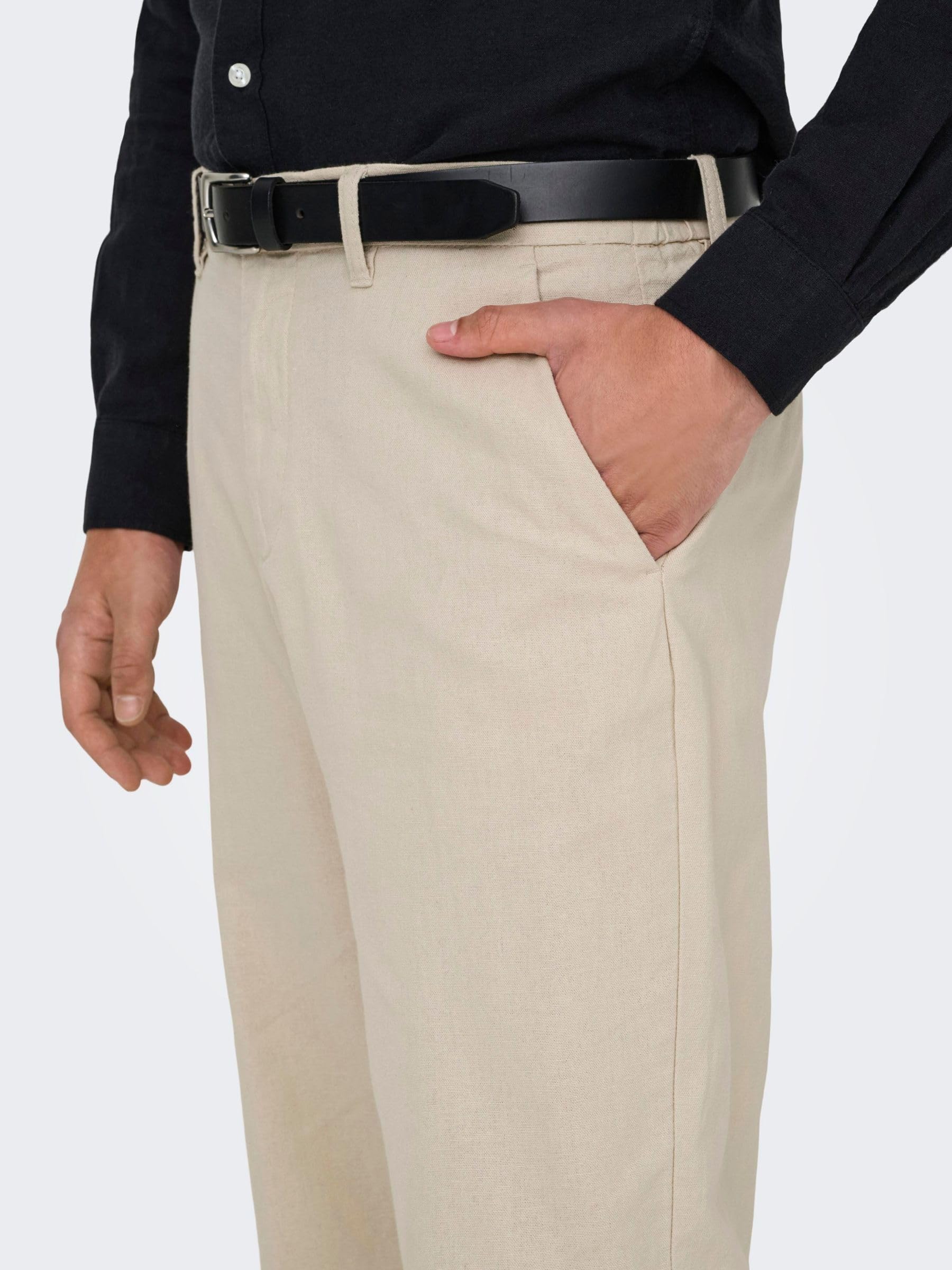 ONLY & SONS pantalone uomo Nero 33W 32L cotone