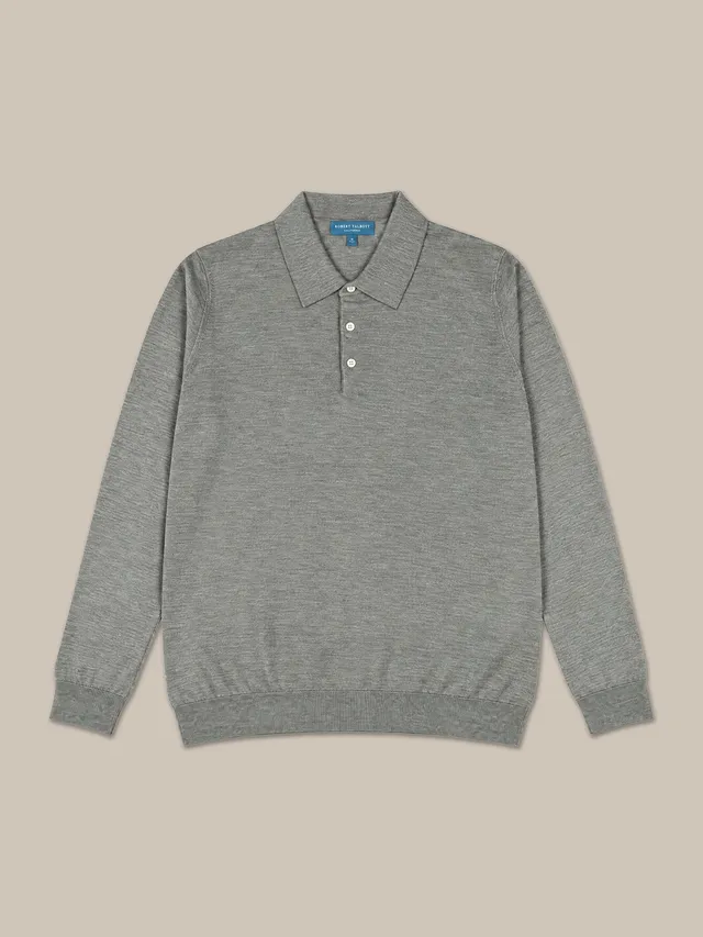 Robert Talbott Henson polo maglia grigia lana e seta