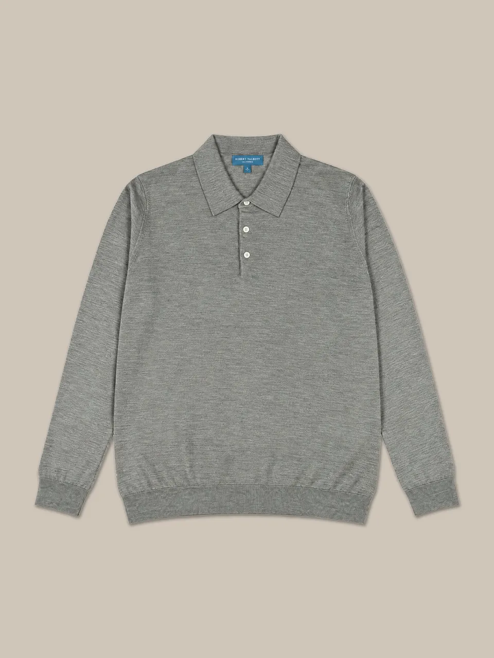 Robert Talbott Henson polo maglia grigia lana e seta