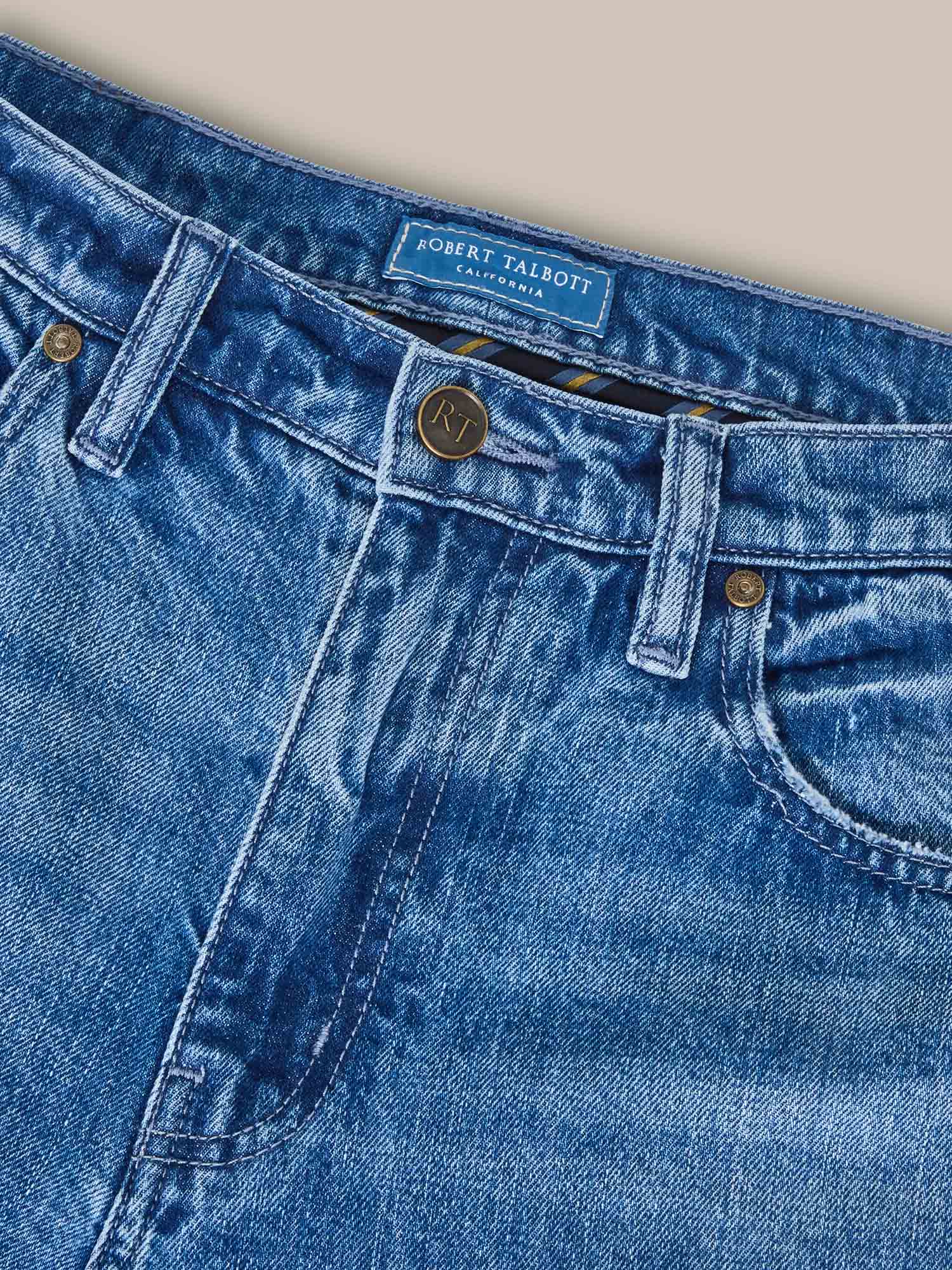 Robert Talbott Austin Selvedge jeans dritti medium rinse cotone