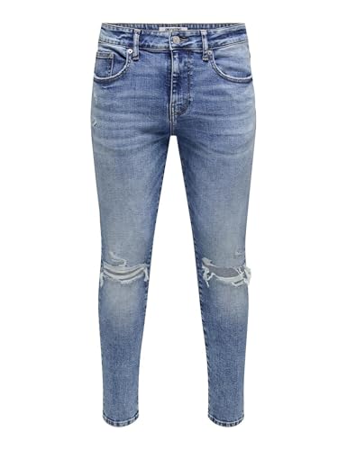 Only & Sons Onswarp Skinny Destroy Jeans Blu Jeans Scuro