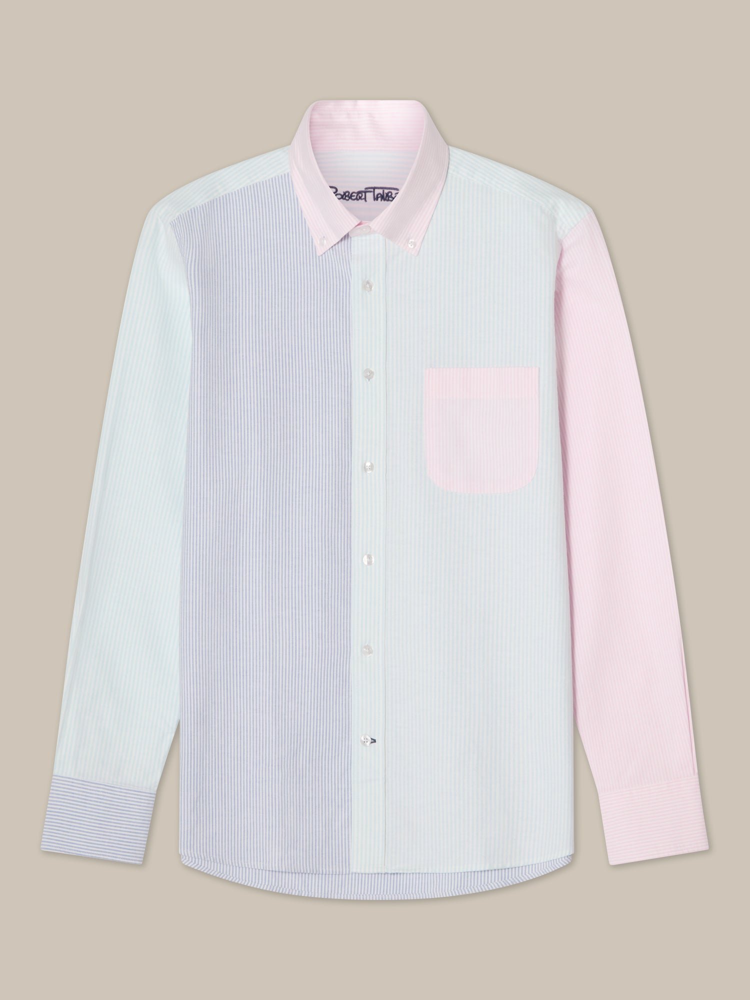 Robert Talbott Harrison camicia Navy Aqua Pink M cotone