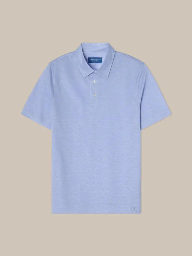 Robert Talbott Taylor Polo Lino Azzurro 100% Lino