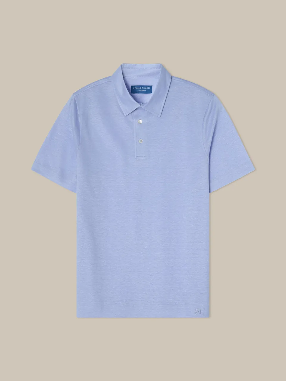 Robert Talbott Taylor Polo Lino Azzurro 100% Lino