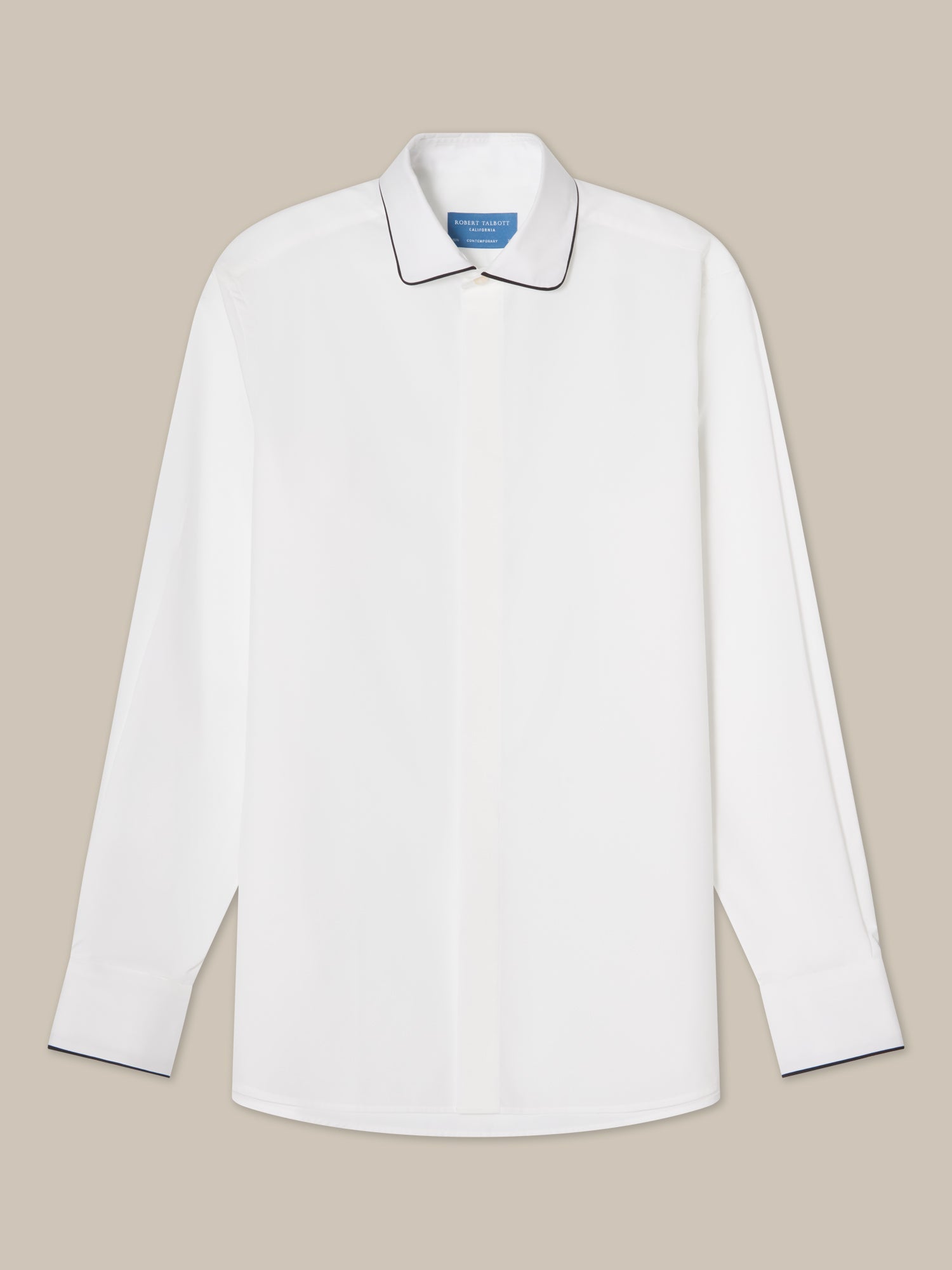 Robert Talbott Reeves Piped Camicia formal uomo White cotone