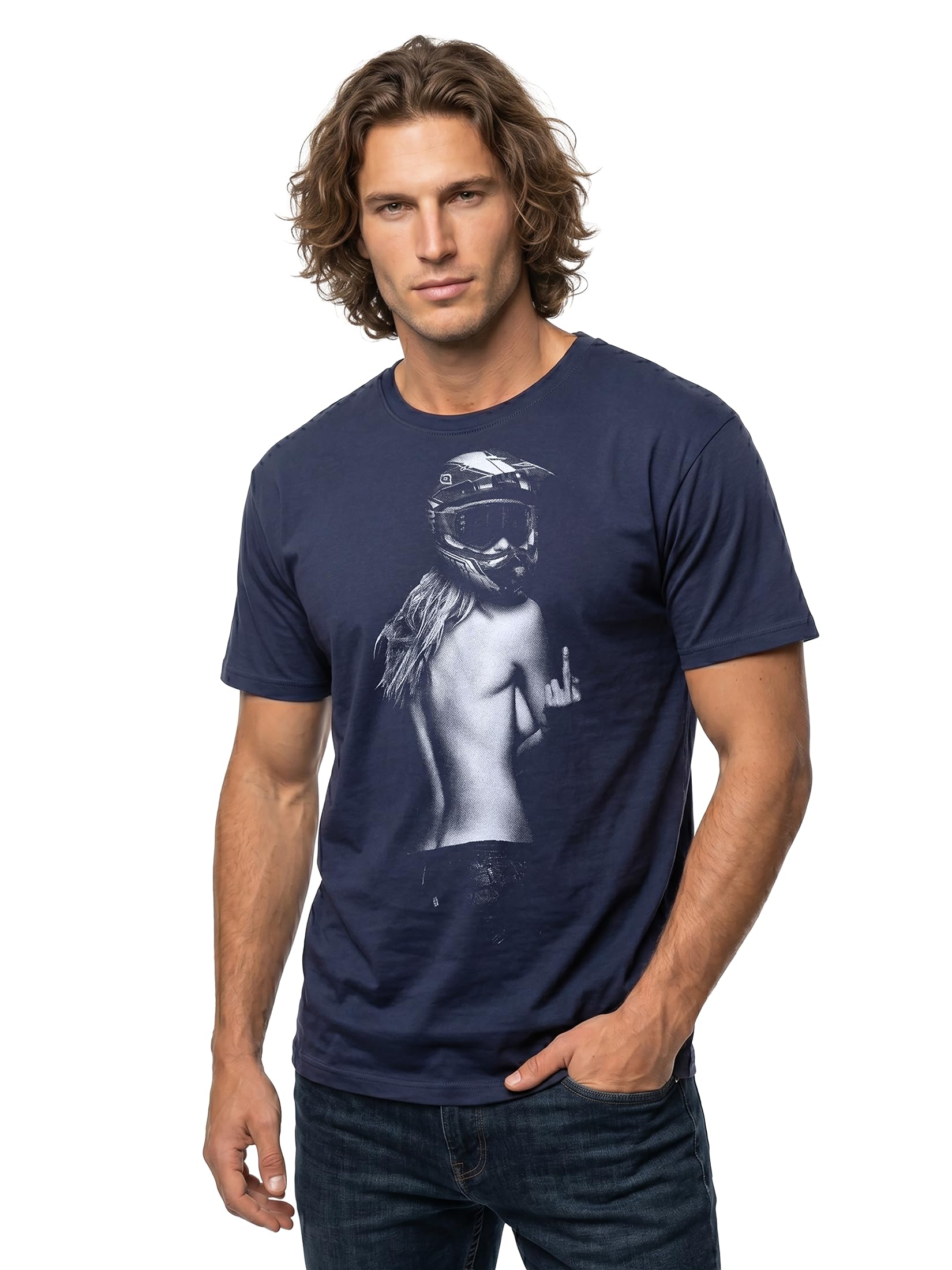 MAKAYA T-Shirt Uomo Casco Motocross Maglietta XL Cotone