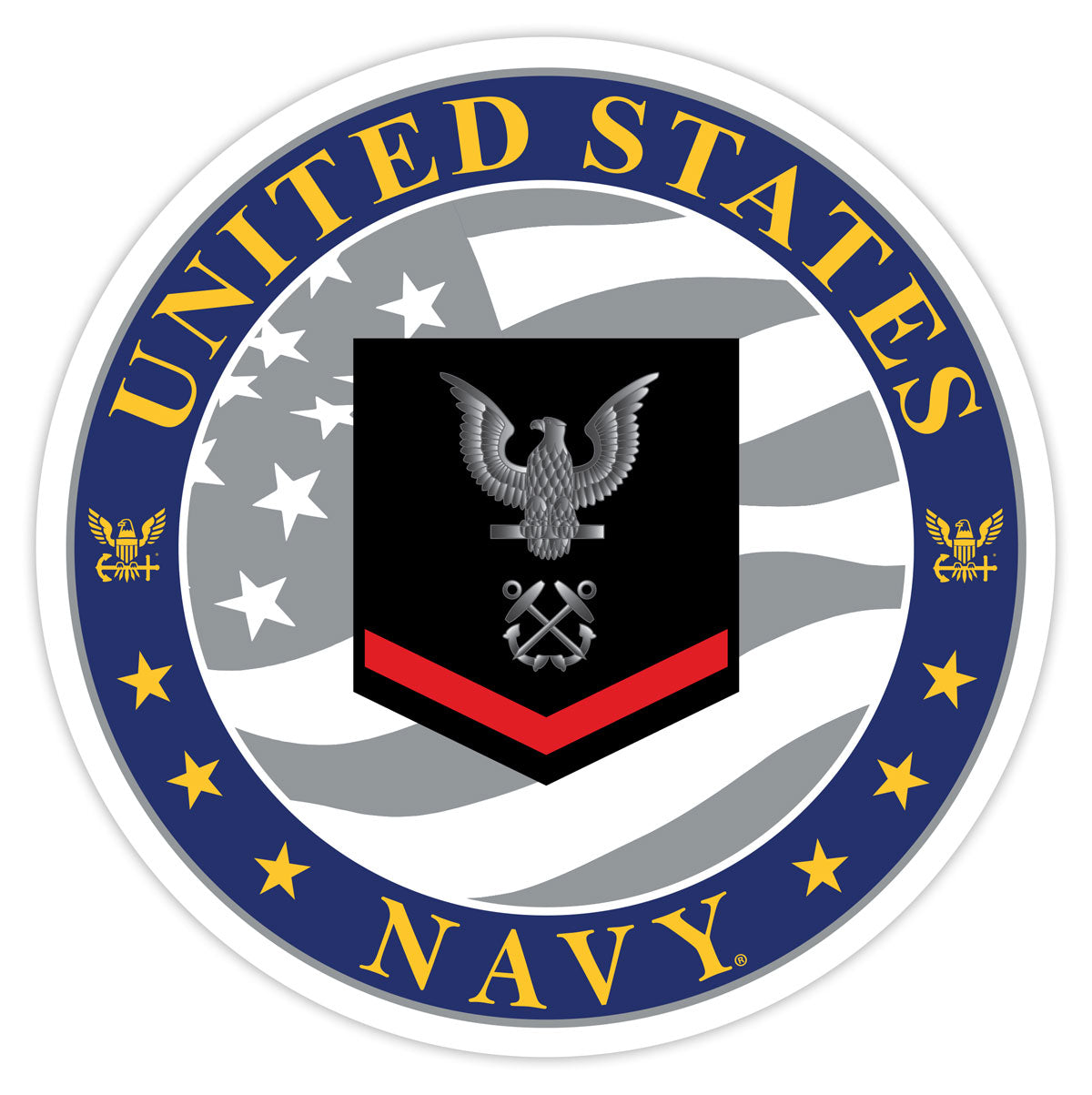 7.62 Design Navy E-4 Petty Officer decal auto vinile 9 cm