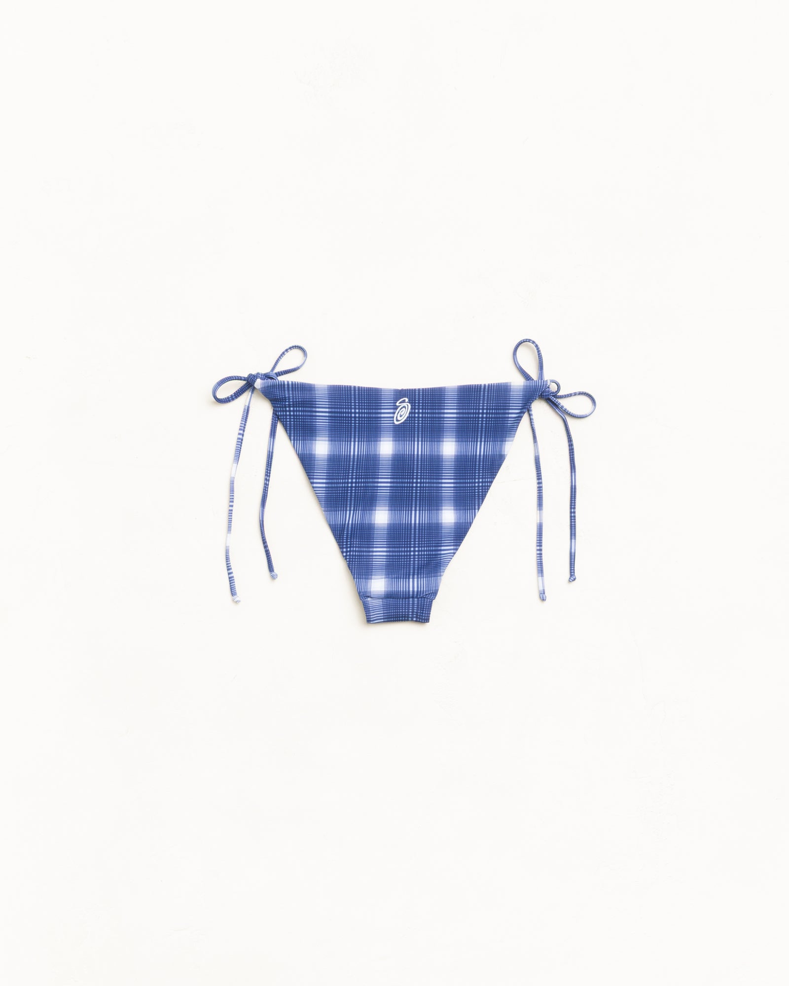 Stussy Side Tie Bikini Bottom slip costume lacci Navy Plaid