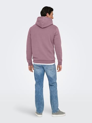 ONLY & SONS Onsceres Felpa con Cappuccio Uomo Twilight Mauve S