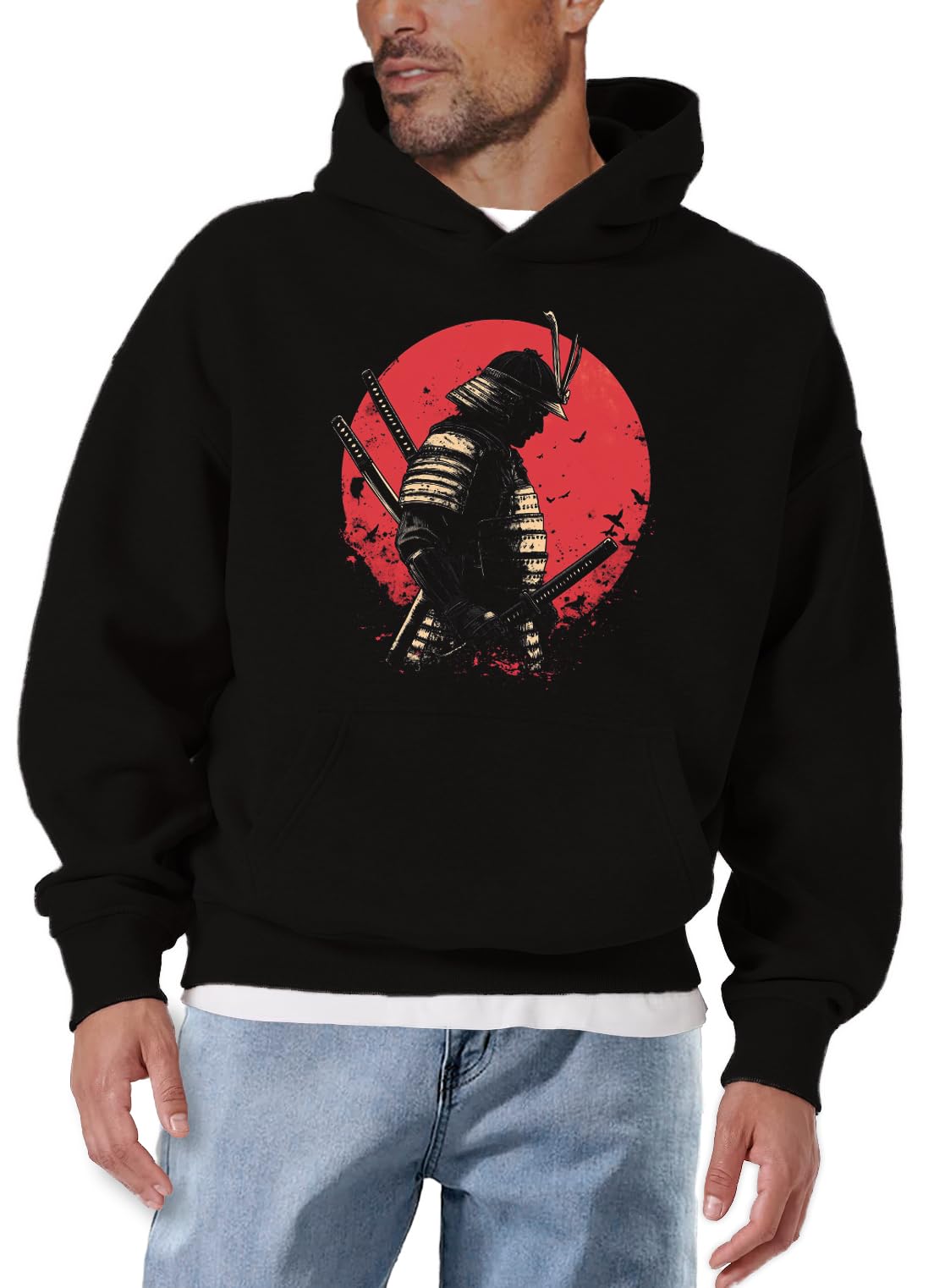 MAKAYA Samurai Giapponese felpa cappuccio L katana anime