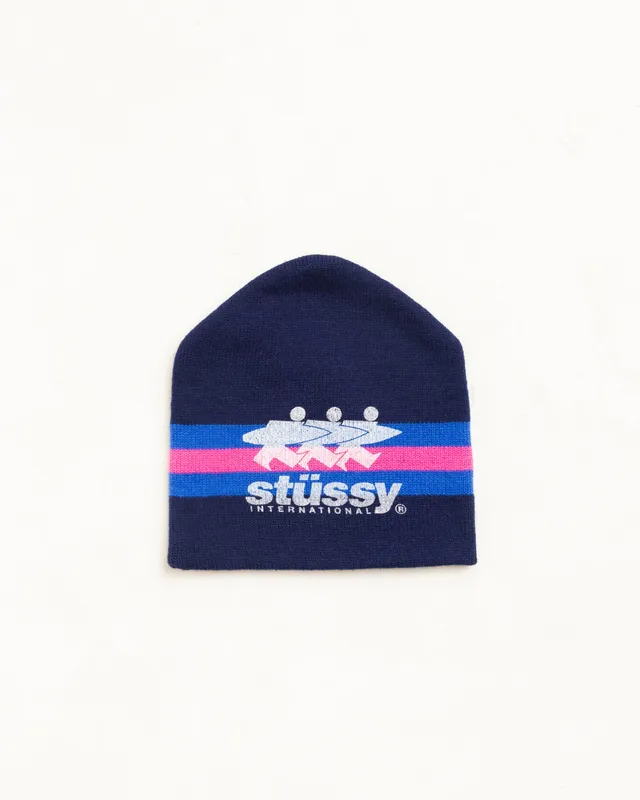 Stussy Stripe Ski Beanie cappello Navy taglia unica acrilico