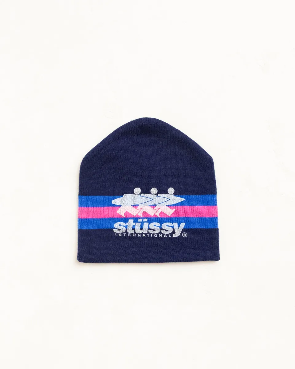 Stussy Stripe Ski Beanie cappello Navy taglia unica acrilico