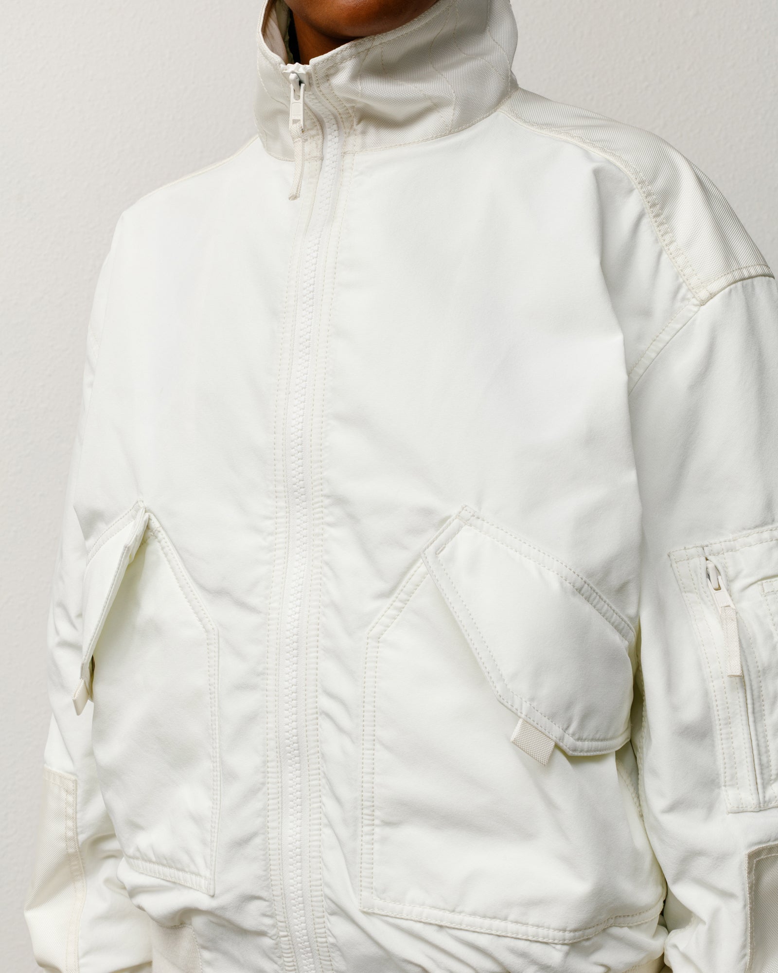 Stussy Mock Neck Flight Bomber giubbotto bianco imbottito