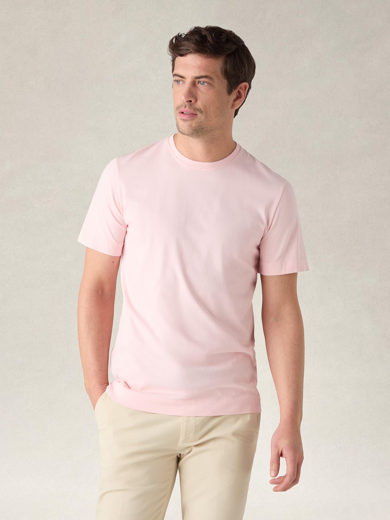 Robert Talbott T-Shirts Dean t-shirt cotone rosa stretch
