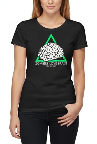 MAKAYA Zombies Love Brain T-shirt donna nera taglia L cotone