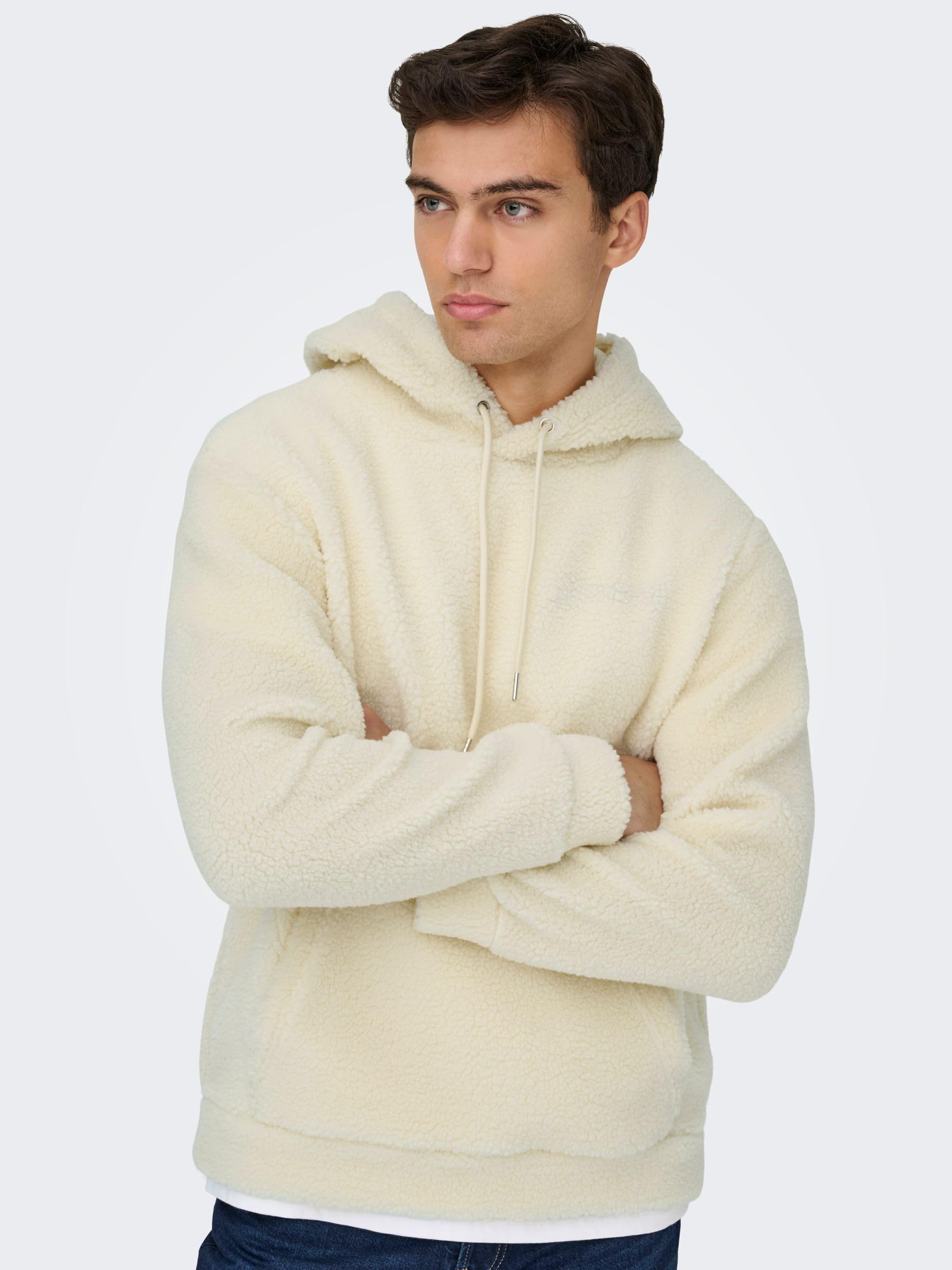 Only & Sons Onsremy Felpa con Cappuccio Teddy Uomo Regular