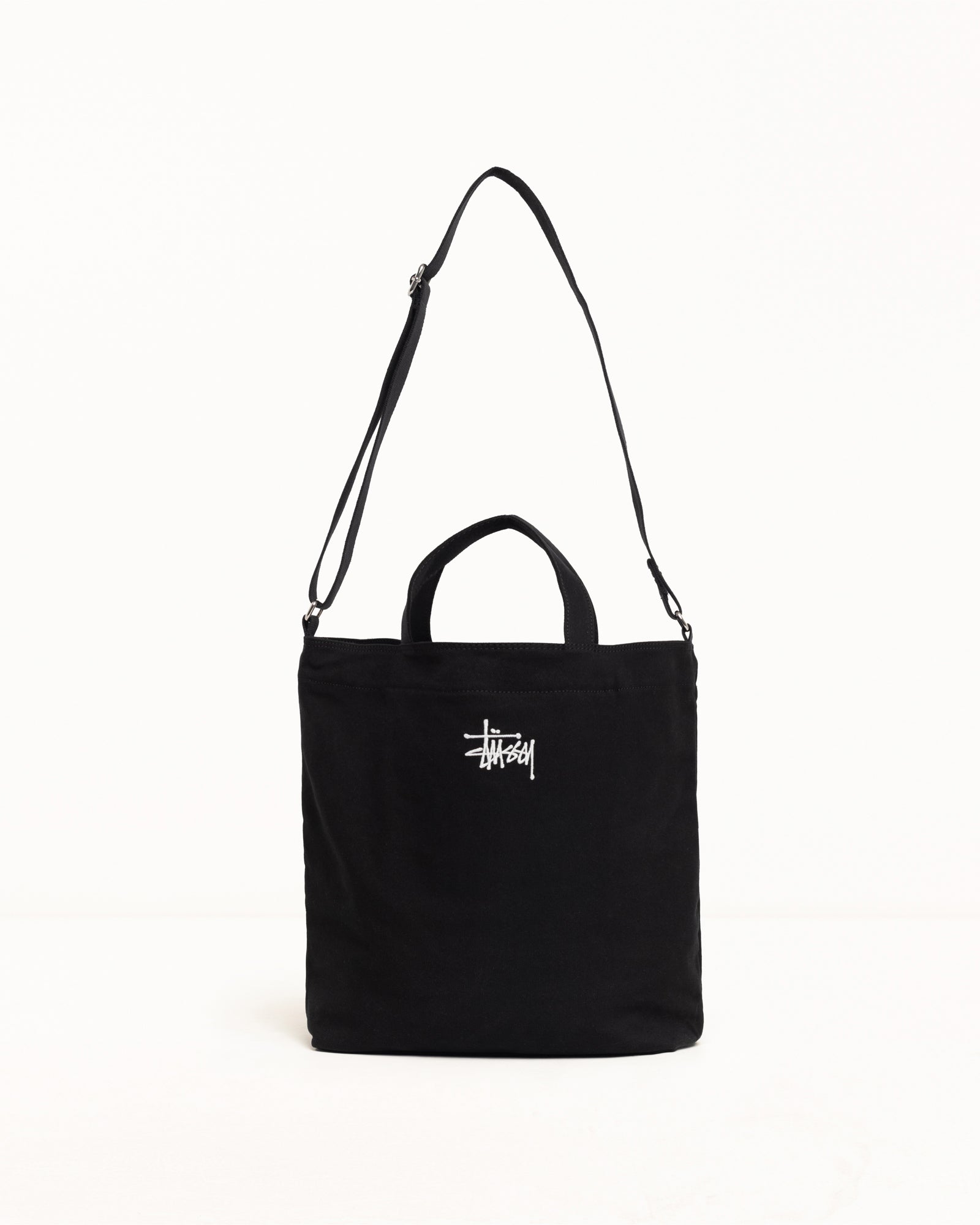 Stussy Canvas Crossbody Bag borsa nera cotone 37 cm