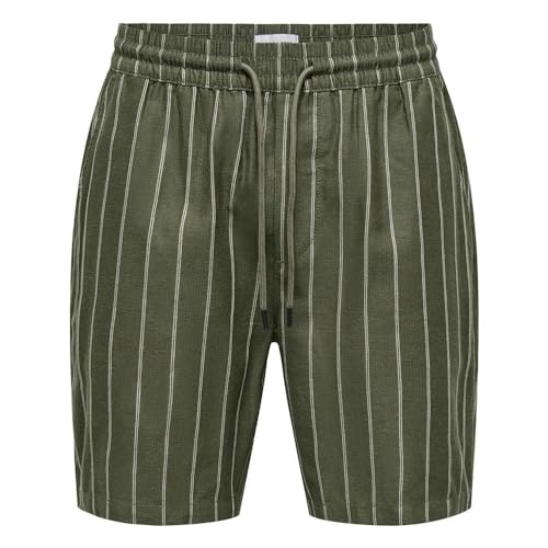 ONLY & SONS TEL Stripe 0139 pantaloncini S cotone lino
