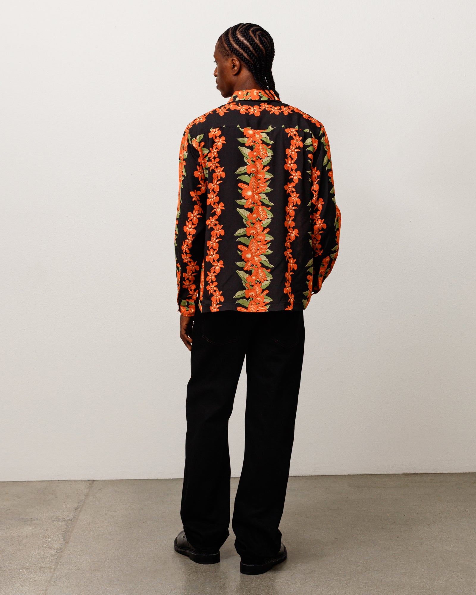 Stussy Hawaiian Floral camicia nera viscosa floreale