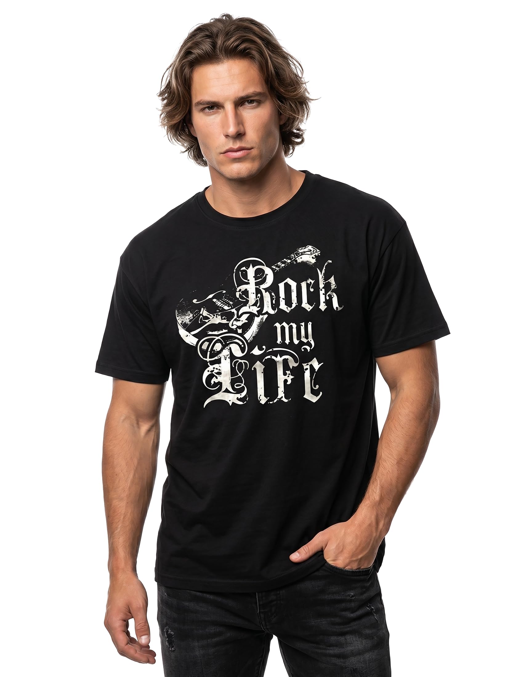 Makaya T-Shirt Uomo Rock My Life Chitarra Cotone