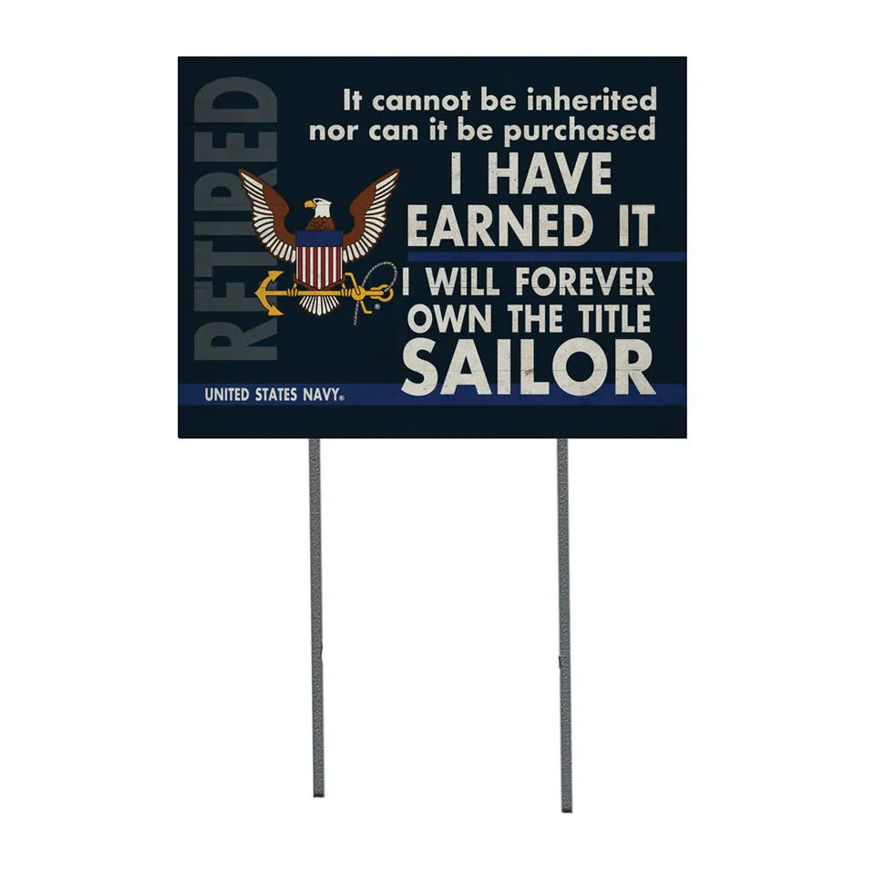 7.62 Design Navy cartello giardino 18x24 I Earned It Retired