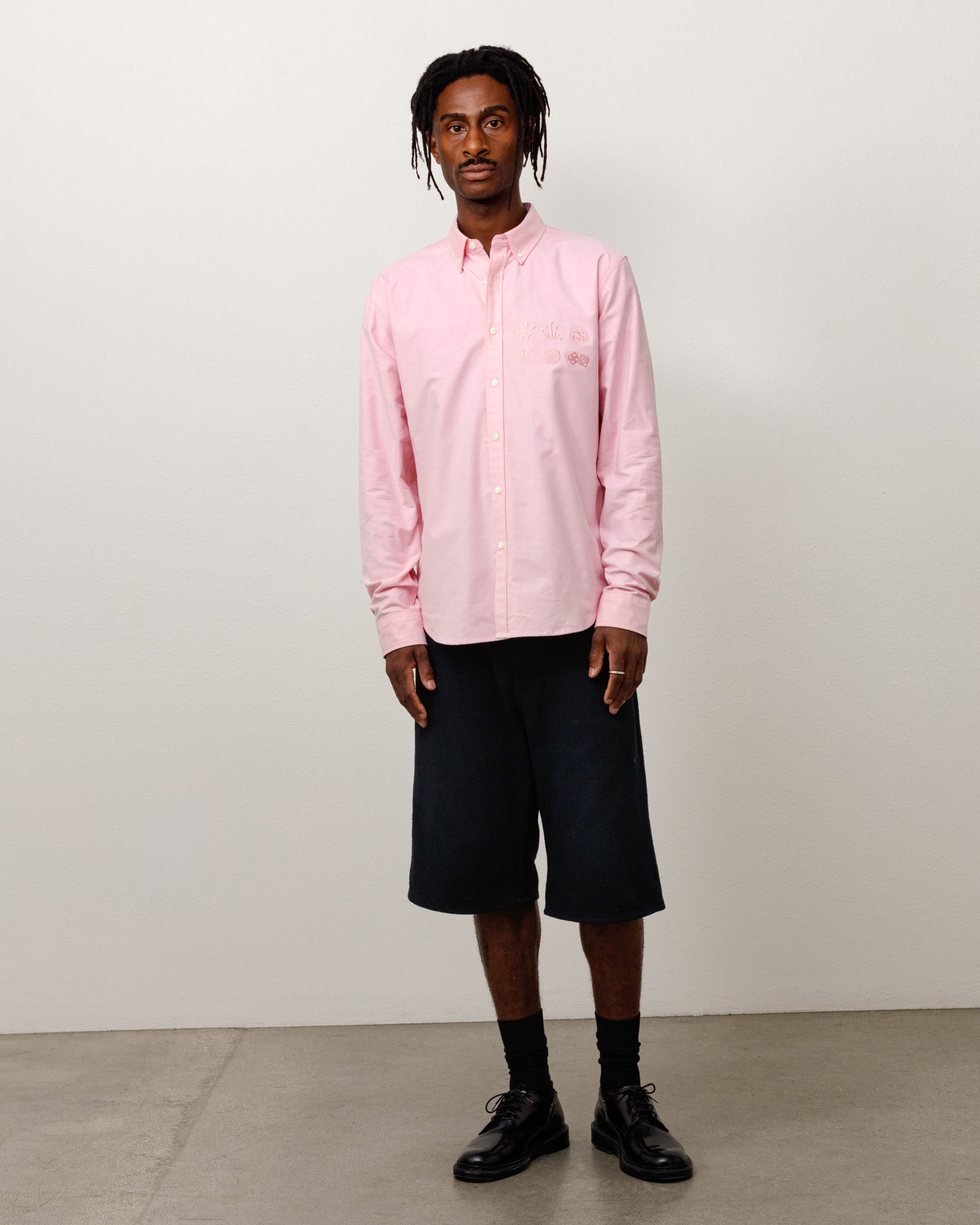 Stussy Junya Button Down camicia PINK cotone Oxford
