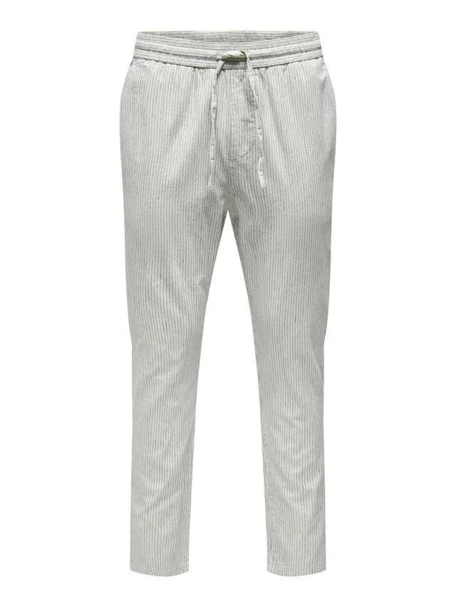 Only & Sons Onslinus Crop Pantaloni Lino Uomo M Teak