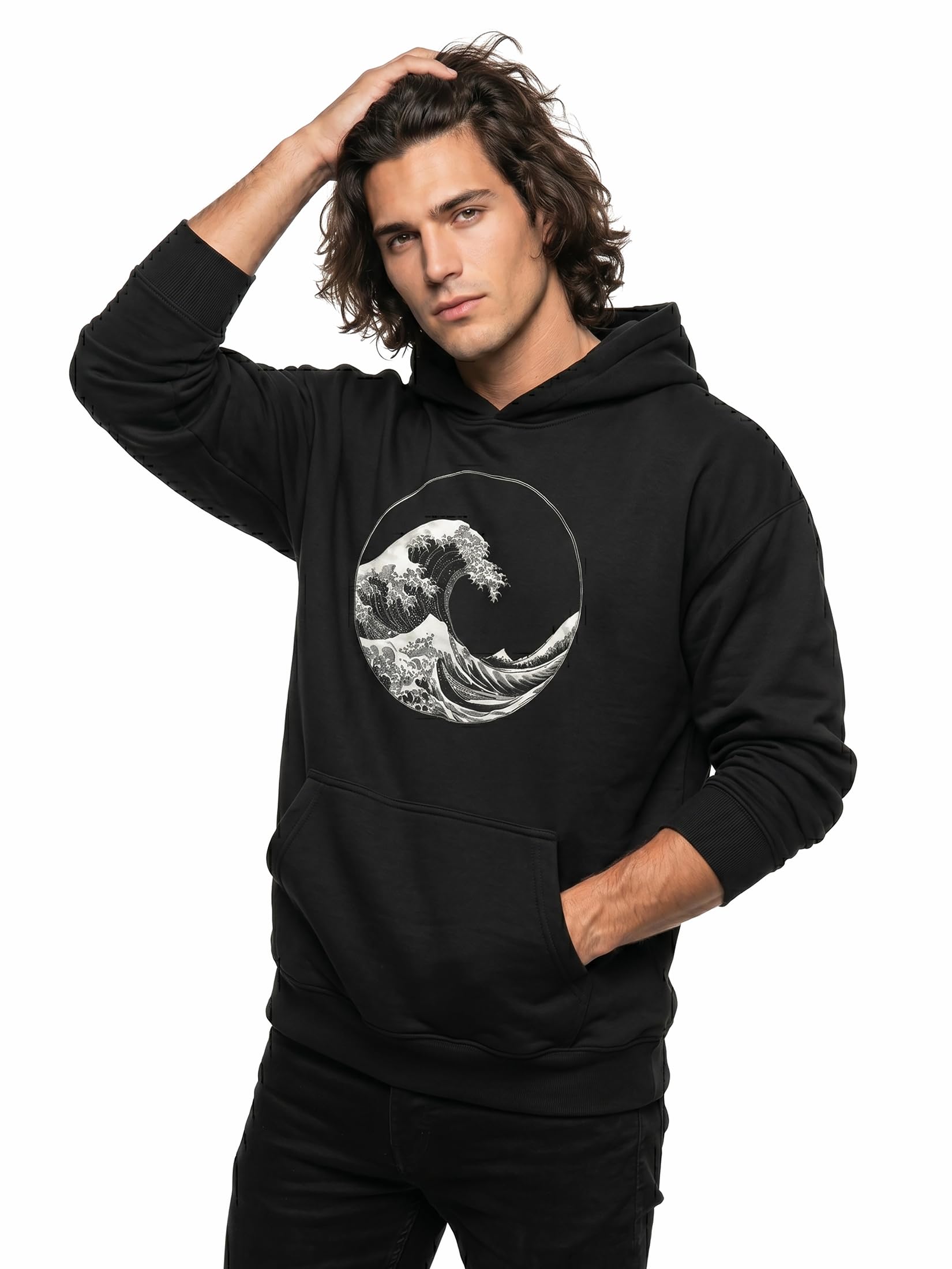 MAKAYA Onda Kanagawa felpa con cappuccio uomo 4XL surf