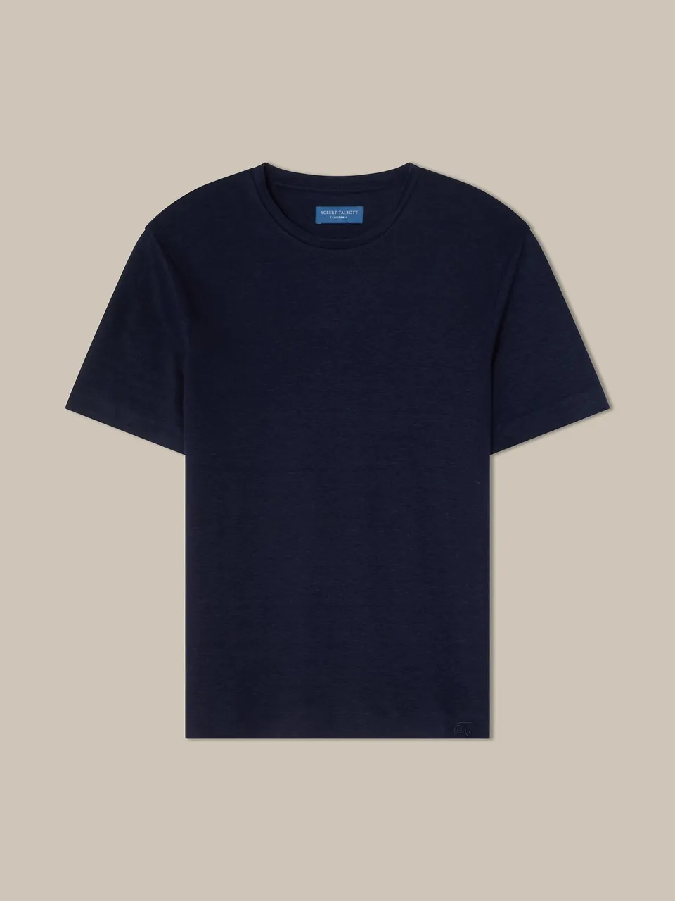 Robert Talbott Davis T-Shirt Uomo Blu Navy Lino 100%