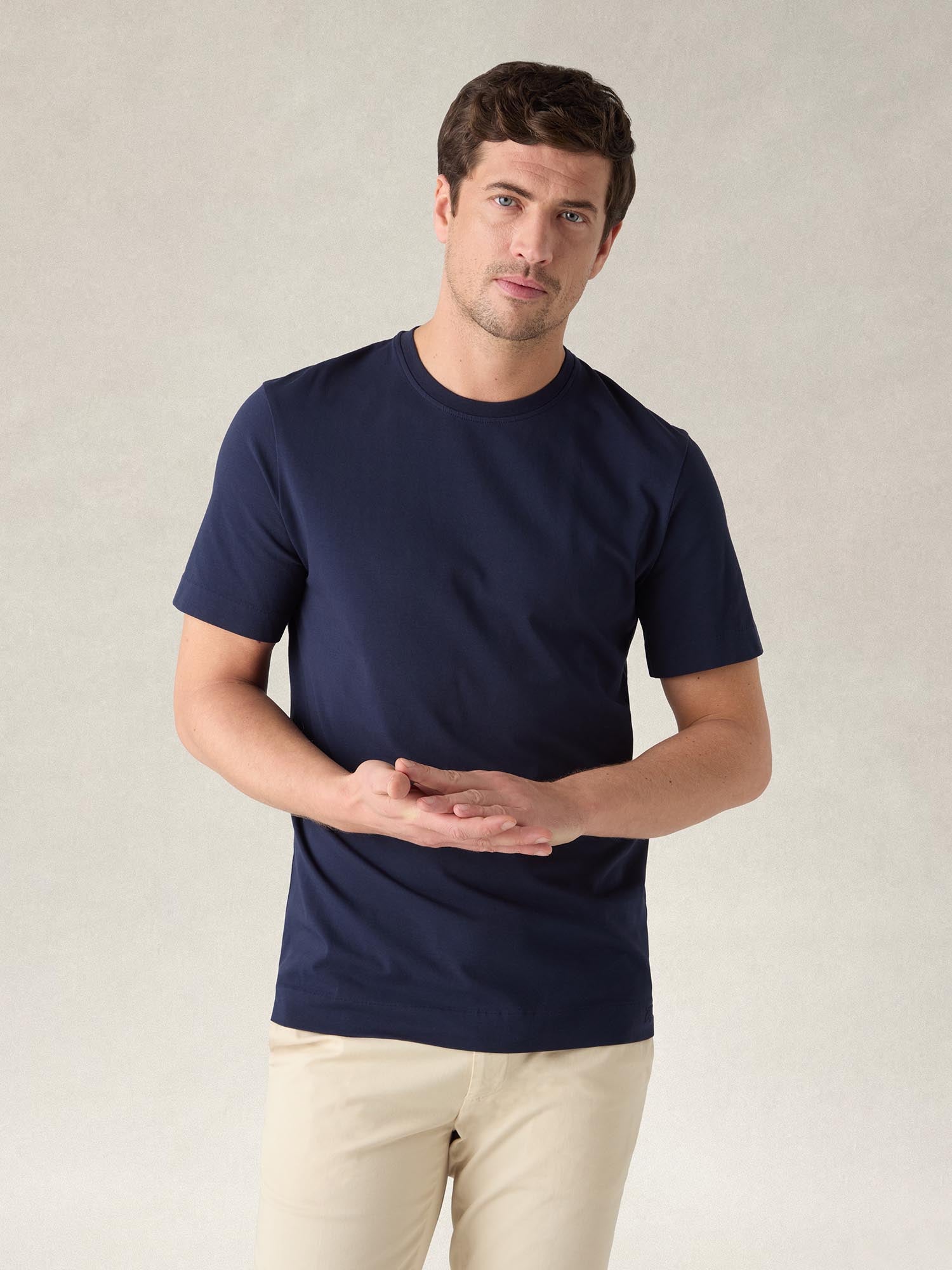 Robert Talbott Dean t-shirt navy cotone stretch