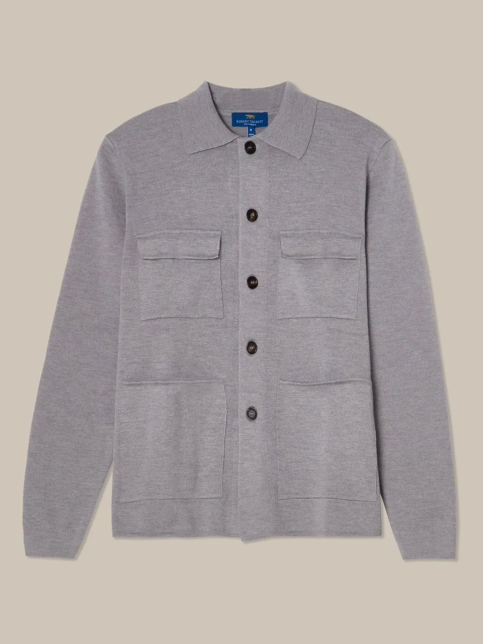 Robert Talbott Landon Sweater Jacket giacca lana grigio chiaro